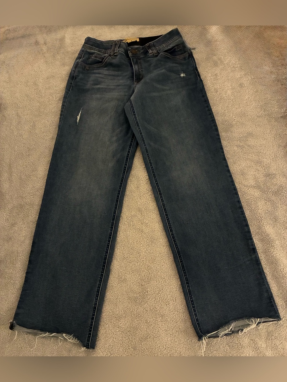 Women’s Dark Blue Wide Raw Hem Leg Democracy Jeans Size 8 Stretch Fit